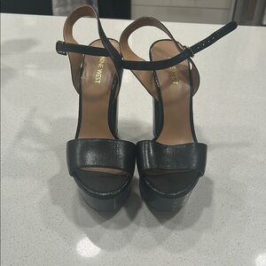Nine West Black Block Heel Sandals